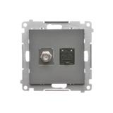 Simon 55 Gniazdo antenowe typu /F/+RJ45 kat.6 Grafitowy mat