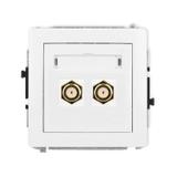 DECO Mechanizm gniazda antenowego podwójnego typu F (SAT) pozłacany biały mat