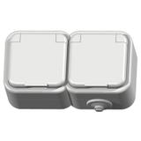 DELFINA Gniazdo podwójne z uziemieniem wieczko w kolorze wyrobu - kolor biały