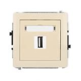 DECO Mechanizm gniazda pojedynczego USB A-A 2.0 beżowy
