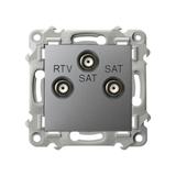 SZAFIR Gniazdo RTV-SAT z dwoma wyjściami SAT - kolor szary mat