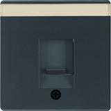 BERKER Q.x Płytka czołowa pojedyncza zasuwa chroniące przed kurzem pole opisowe antracyt aksamit lak