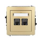 DECO Mechanizm gniazda komputerowego podwójnego 2xRJ45, kat. 8, ekranowany, 8-stykowy złoty