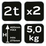 Podstawki pod samochód 2 t, 278-423 mm