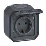 NOWE PLEXO - GN. SCHUKO 2P+Z ZACISKI ŚRUB KOMPLET NATYNKOWY 16A-250V ANTRACYT 069783L LEGRAND
