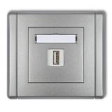 FLEXI Gniazdo pojedyncze USB A-A 2.0 srebrny metalik