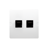 Simon Basic Gniazdo telefoniczne RJ12 podwójne Montaż gniazda na wkręty do puszki biały