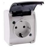 Gniazdo pojedyncze Schuko AQUATIC IP44 biały dymiony 10 szt. OR-OE-7105(GS)/WT/10 ORNO