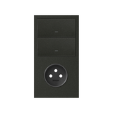 Simon 100 Panel 2-krotny: 1 gniazdo+2 klawisze czarny mat