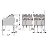 dwupiętrowa listwa zaciskowa 3-bieg. szara raster 5 mm
