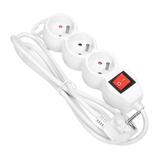 Przedłużacz 3-krotny z wyłącznikiem 5m H05VV-F 3x1.0mm2 Imax=10A biały OR-AE-13146/W/5M ORNO