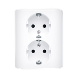 Simon 54 Gniazdo podwójne Schuko p/t z przesłonami wersja skandynawska 16A szybkozłączka biały