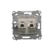 Simon 54 Gniazdo komputerowe podwójne RJ45 kategoria 6 ekranowane z przesłoną przeciwkurzową złoty mat D62E.01/44 KONTAKT