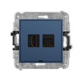 Karlik MINI Gniazdo HDMI 2.0 4K + gniazdo komputerowe RJ45 kat.6A navy blue 64MGHKBO-46A KARLIK