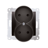 Simon 54 Gniazdo bez uziemienia z przesłonami podwójne 16A z. śrub. antracyt *Do ramek S54 PREMIUM