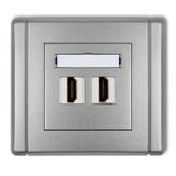FLEXI Gniazdo podwójne HDMI 2.0 srebrny metalik