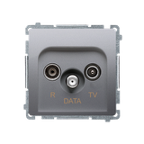 Simon Basic Gniazdo antenowe R-TV-DATA 1x wejście: 5–862 MHz srebrny mat