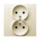 AS Gniazdo podwójne z uziemieniem kompletne z ramką - kolor ecru