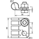Obejma PA do przewodu HVI-light, M10x20 mm, NIRO