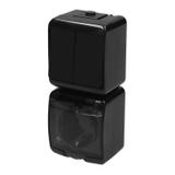 JUNIOR Łącznik świecznikowy z gniazdem pojedynczym z uziemieniem SCHUKO 2P+Z (klapka dymna; przesłon