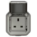 NOWE PLEXO - GN. STD. BRYTYJSKI 2P +Z ZACISKI ŚRUB NATYNKOWE 13A-250V SZARE 069732L LEGRAND