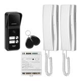 ENIR MULTI, zestaw domofonowy dwurodzinny, 2-żyłowy, zasilacz na szynę DIN, z czytnikiem breloków, b