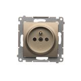 Simon 54 Gniazdo z/u i przesłonami 16A szybkozłączka złoty mat