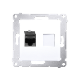 Simon 54 Gniazdo komputerowe pojedyncze RJ45 kategoria 6 ekranowane z przesłoną przeciwkurzową biały