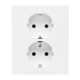 Simon 55 Gniazdo Schuko z przesłonami podwójne zaciski śrubowe Biały mat TGSZ2PZFAR/111 KONTAKT