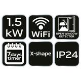Grzejnik konwektorowy elektryczny 1500W, IP24, WIFI