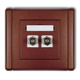 FLEXI Gniazdo antenowe podwójne typu F (SAT) niklowane brązowy metalik