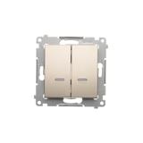 Simon 54 Łącznik krzyżowy podwójny z podświetleniem bez piktogramu 10A 250V szybkozłączka złoty mat DW7/2L.01/X/44 KONTAKT