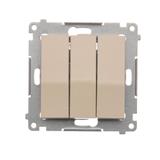Simon 54 Przycisk potrójny z podświetleniem LED 10A 250V szybkozłączka kremowy DP31L.01/41 KONTAKT