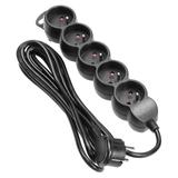Przedłużacz 5-krotny 2P+Z, 3m H05VV-F 3x1,5mm2, Imax=16A, płaska wtyczka, czarny ES-6/B/3 ORNO