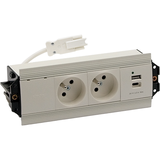 "Simon 480 TS48-510E30BK0-44 Indesk 3 gn. typ E + ładow. USB A+C i płytka dla 2 złączy RJ45 keystone