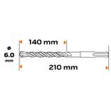 Wiertło do betonu SDS Plus, 6 x 210 mm, S4, quatro