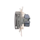 Simon 54 Gniazdo Schuko IP44 z przesłonami z uszczelką ramki 16A z. śrub. klapka transp. srebrny mat