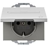 BERKER K.5 Gniazdo SCHUKO z pokrywą i polem opisowym aluminium 47487103 HAGER
