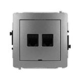 DECO Mechanizm gniazda komputerowego podwójnego 2xRJ45, kat. 6, 8-stykowy, bez pola opisowego grafit