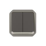 NOWE PLEXO - ŁĄCZ. PODWÓJNY/PRZY. PODWÓJNY Z PODŚWIETL. MECH 10AX-250V ANTRACYT 069806L LEGRAND