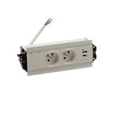 SIMON 480 TS48-530E20B00-33 Indesk 2 gn. typ E + ładowarka USB typ A+C; złącze 10 cm przewód; biały