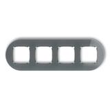 ICON Ramka uniwersalna poczwórna okrągła - efekt szkła (ramka: grafitowa; spód: czarny) grafitowy