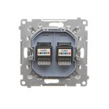 Simon 55 Gniazdo telefoniczne podwójne RJ12 Aluminium mat