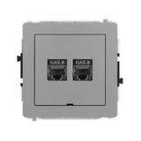 DECO Mechanizm gniazda komputerowego podwójnego 2xRJ45, kat. 8, ekranowany, 8-stykowy, bez pola opis
