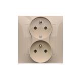 Simon 54 Gniazdo z/u podwójne z funkcją niezm. faz16A z. śrub. monoblok kremowy