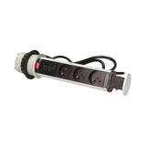 Gniazdo meblowe 3x2P+Z, 2xUSB, wysuwane z blatu 6cm, z blokadą i przewodem 1,8m