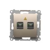 Simon 54 Gniazdo światłowodowe / optyczne podwójne SC/APC złoty mat