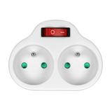 Rozgałęźnik 2x2P+Z z włącznikiem, biały OR-AE-13187 ORNO