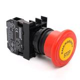 Przycisk dłoniowy bezpieczeństwa 1NC, grzybek 40 mm z opisem czerwony
