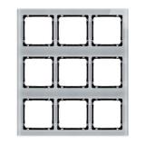 DECO Ramka modułowa 9 krotna (3 poziom, 3 pion) - efekt szkła (ramka szara; spód czarny)